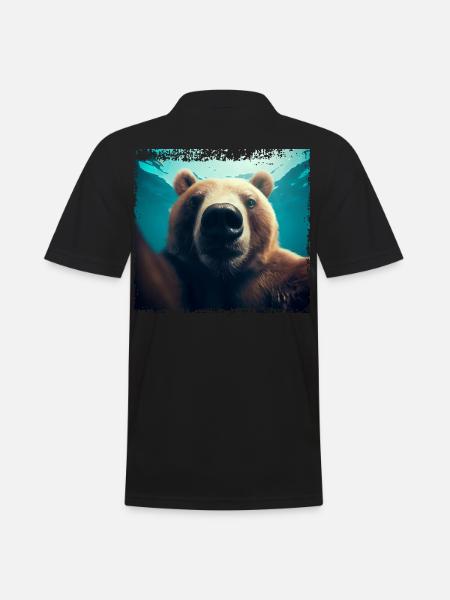 Bär Selfie im Unterwasserreich - Männer Poloshirt - Schwarz