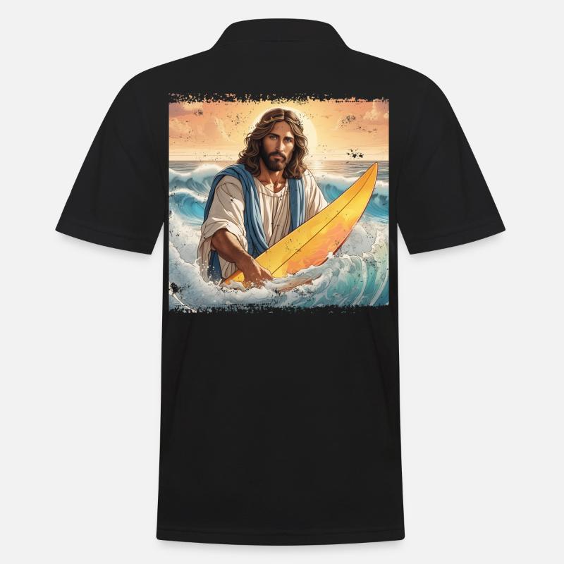 Surfer Jésus - Polo Homme - noir