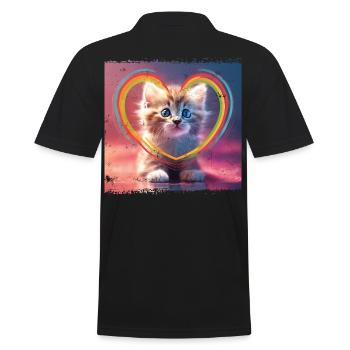 Warm cat - Men's Polo Shirt - black - Back - Kai (181cm)