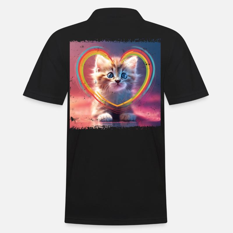 Herzliche Katze - Männer Poloshirt - Schwarz