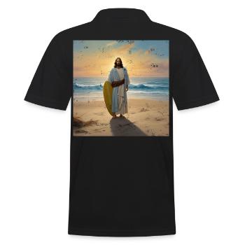 Vintage Jesus Surfer - Men's Polo Shirt - black - Back - Kai (181cm)