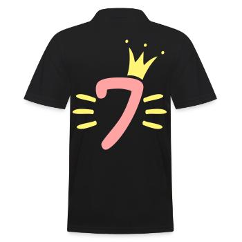 7th Birthday Crown - Men's Polo Shirt - black - Back - Kai (181cm)