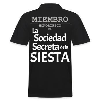 EHRENMITGLIED des Geheimbundes der Siesta - Männer Poloshirt - Schwarz - Hinten - Kai (181cm)