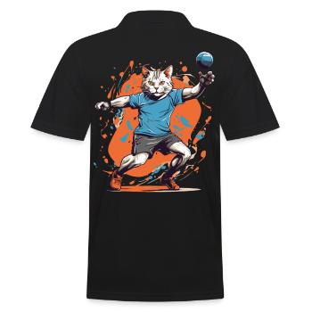 Handball, Chat, Streetwear, Style Iconique - Polo Homme - noir - Dos - Kai (181cm)