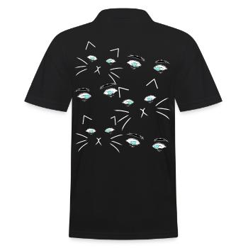 Fantasy Katzenaugen Gesicht Katzenhalter Katzen - Männer Poloshirt - Schwarz - Hinten - Kai (181cm)