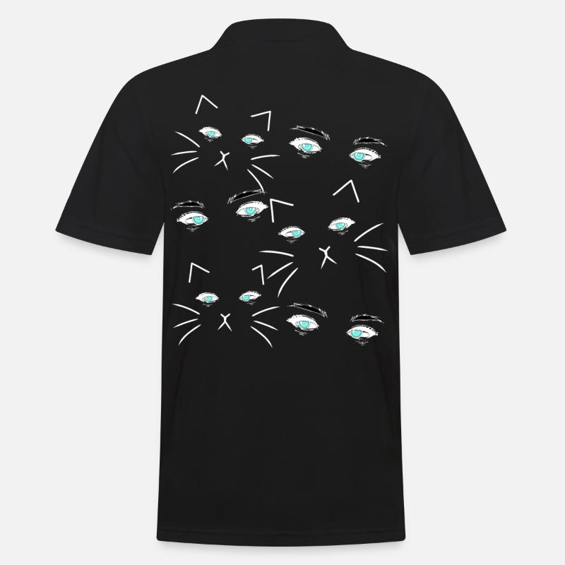 Fantasy Cat Eyes Visage Chat Propriétaire Chats - Polo Homme - noir