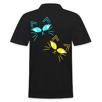 Chat Chats Chaton Chat Visage des années 80 des années 90 - Polo Homme - noir - Dos - Kai (181cm)