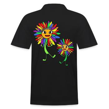 Hippie Regenbogen Sonnenblumen LGBT Gay Pride - Männer Poloshirt - Schwarz - Hinten - Kai (181cm)