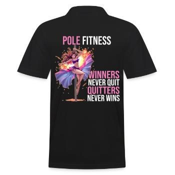 Pole dance - Winners never out Quitters never wins - Men's Polo Shirt - black - Back - Kai (181cm)