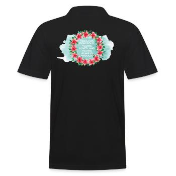 You’re Loved & Enough – Aquarell Blumenkranz - Männer Poloshirt - Schwarz - Hinten - Kai (181cm)
