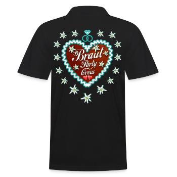 23 Lebkuchenherz Braut Party Crew Edelweiss Herz - Männer Poloshirt - Schwarz - Hinten - Kai (181cm)