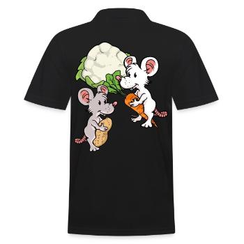 Organic Eco Mice Vegetables Rodents Hunger Mouse - Men's Polo Shirt - black - Back - Kai (181cm)