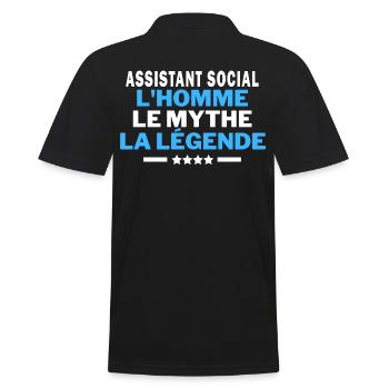 ASSISTANT SOCIAL homme le mythe la légende humour - Polo Homme - noir - Dos - Kai (181cm)