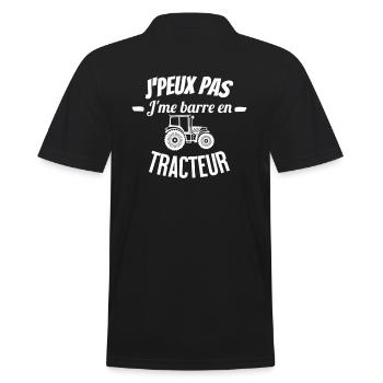 J'peux pas j'me barre en tracteur - Polo Homme - noir - Dos - Kai (181cm)