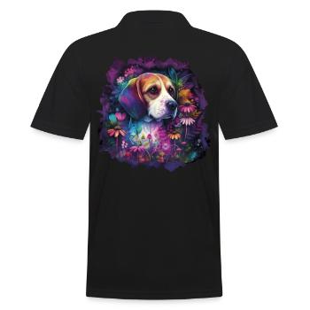 Beagle Beaglemotiv Geschenk - Männer Poloshirt - Schwarz - Hinten - Kai (181cm)