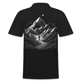 Mountain biker rides through the mountains - Lineart - Men's Polo Shirt - black - Back - Kai (181cm)