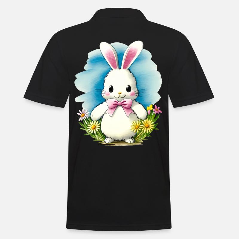 Hase Frühling Geschenk - Männer Poloshirt - Schwarz