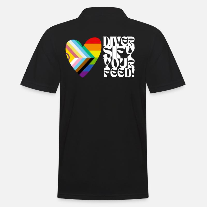 🌈♿ Diversify Your Feed–Progress Pride&Disability - Men's Polo Shirt - black