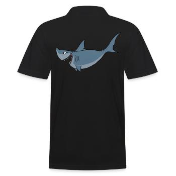 Hai Shark Ozean Comic Cartoon - Männer Poloshirt - Schwarz - Hinten - Kai (181cm)