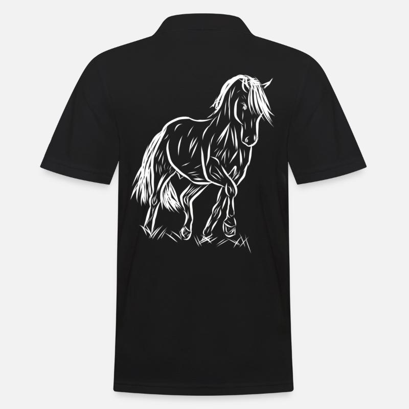 Pferd - Männer Poloshirt - Schwarz