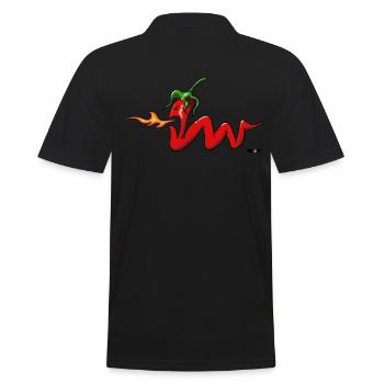 Chili Pepperoni hot hot comic cartoon gaming - Men's Polo Shirt - black - Back - Kai (181cm)