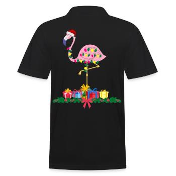 Flamingo-Weihnachten. Weihnachtsgeschenk - Männer Poloshirt - Schwarz - Hinten - Kai (181cm)