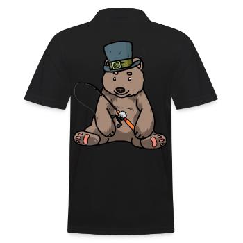 Brown Bear Grizzly Amgler canne à pêche - Polo Homme - noir - Dos - Kai (181cm)