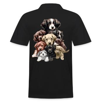 Lustige Hunde - Männer Poloshirt - Schwarz - Hinten - Kai (181cm)