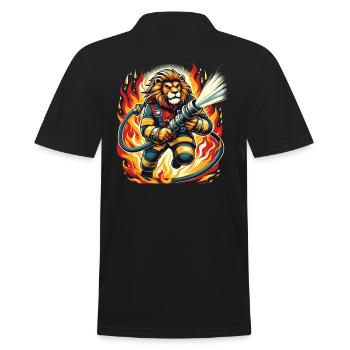 Lion, Pompier, Pompier, Flammes, Héros - Polo Homme - noir - Dos - Kai (181cm)