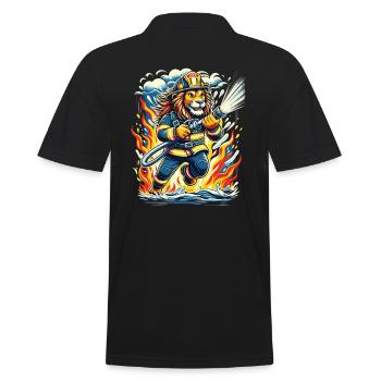 Lion, Pompier, Pompier, Flammes, Héros - Polo Homme - noir - Dos - Kai (181cm)