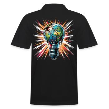 Globale Erwärmung Brennende Erde in der Glühbirne - Männer Poloshirt - Schwarz - Hinten - Kai (181cm)