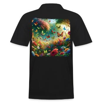Peinture vivante papillons flore faune - Polo Homme - noir - Dos - Kai (181cm)