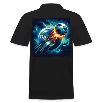 Fireball soccer shoots through space - Men's Polo Shirt - black - Back - Kai (181cm)