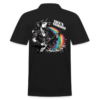 Rocker Heavy Metal Unicorn Puks Rainbow - Men's Polo Shirt - black - Back - Kai (181cm)
