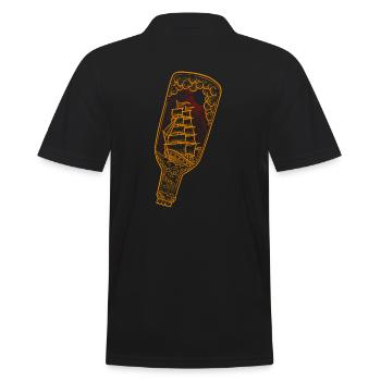Bateau pirate - bouteille à la mer flash tattoo - Polo Homme - noir - Dos - Kai (181cm)