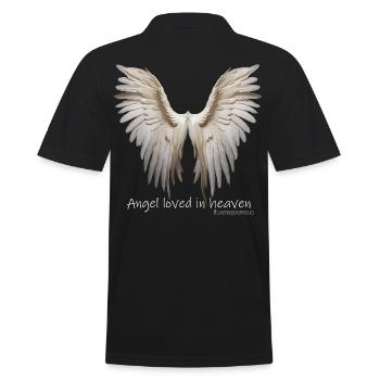 ENGEL GELIEBT IM HIMMEL weisse Flügel Spruch - Männer Poloshirt - Schwarz - Hinten - Kai (181cm)