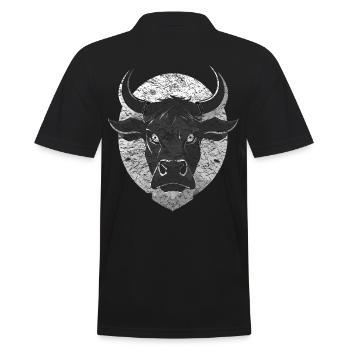 Stier Bulle grimmig böse - Männer Poloshirt - Schwarz - Hinten - Kai (181cm)