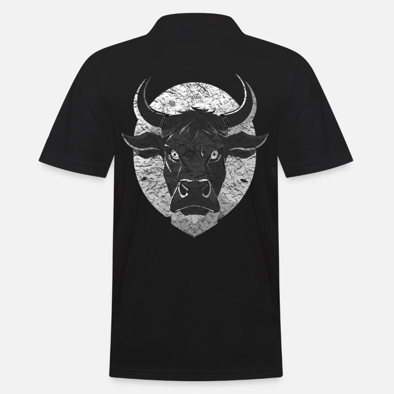 Stier Bulle grimmig böse - Männer Poloshirt - Schwarz