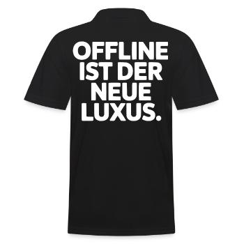 Statement: Offline ist Luxus - Männer Poloshirt - Schwarz - Hinten - Kai (181cm)