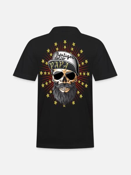 Papa stolz Bart Bärtiger Papa - Männer Poloshirt - Schwarz