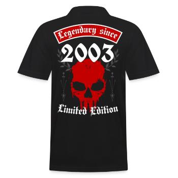 Legende seit 2003 - Männer Poloshirt - Schwarz - Hinten - Kai (181cm)