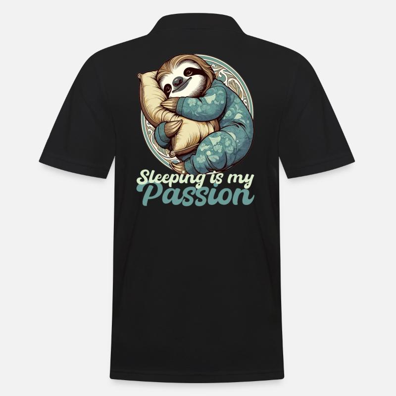 Sloth Sleeping Passion Gift - Men's Polo Shirt - black