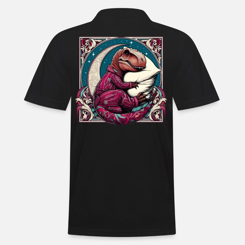 T-Rex Sleeping Hobby Gift - Men's Polo Shirt - black