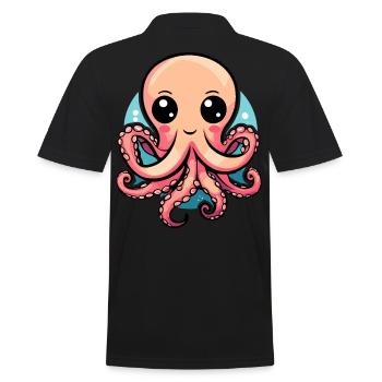 Cute Kawaii Octopus - Men's Polo Shirt - black - Back - Kai (181cm)