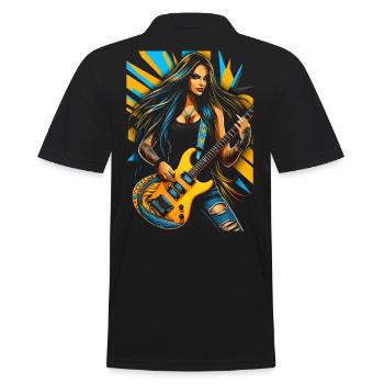 Wild guitar diva with electric guitar - Men's Polo Shirt - black - Back - Kai (181cm)