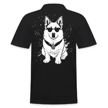 Cooler Hund mit Sonnenbrille - Männer Poloshirt - Schwarz - Hinten - Kai (181cm)