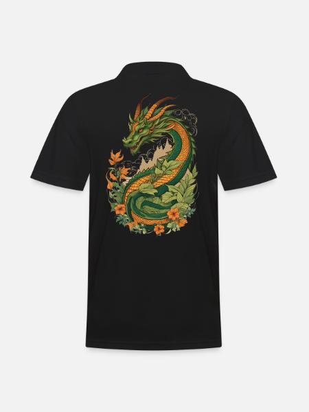 Mystical Garden of Dragons - Men's Polo Shirt - black