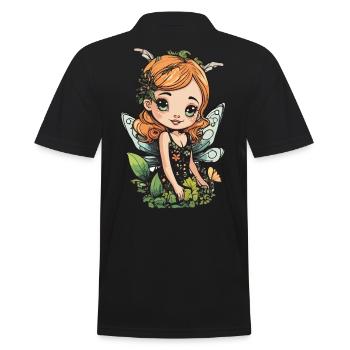 Blühende Waldfee – ein bezaubernder Naturgeist - Männer Poloshirt - Schwarz - Hinten - Kai (181cm)