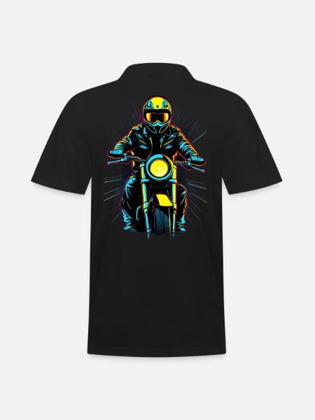 Neon Motorcycle Rider - Men's Polo Shirt - black