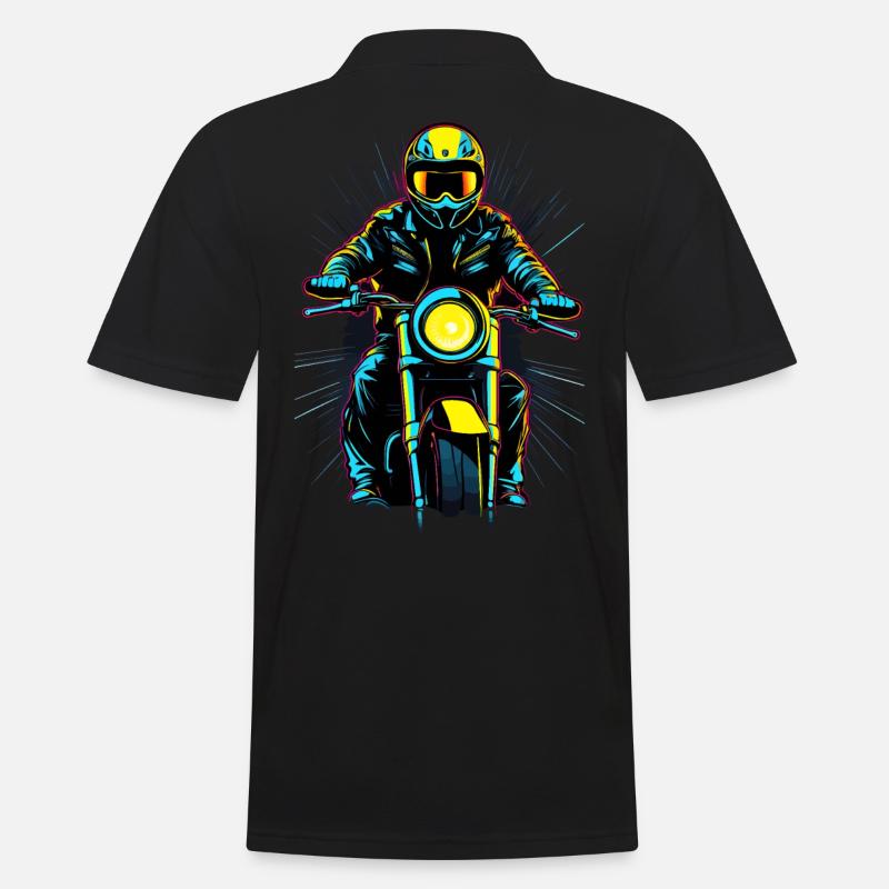 Neon-Motorradfahrer - Männer Poloshirt - Schwarz